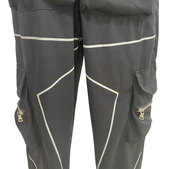 Ebossy Black Cargo Joggers Reflective Details Athleisure Urban Casual Gorpcore - Picture 13 of 13